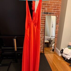 Heavy Hearted Satin Maxi Dress - Sunset